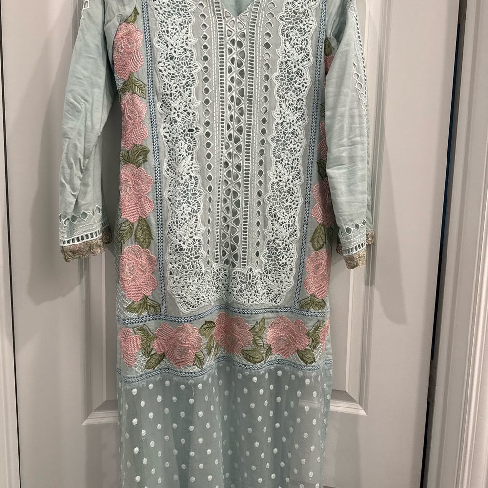 Crimson lawn embroidered pakistani dress